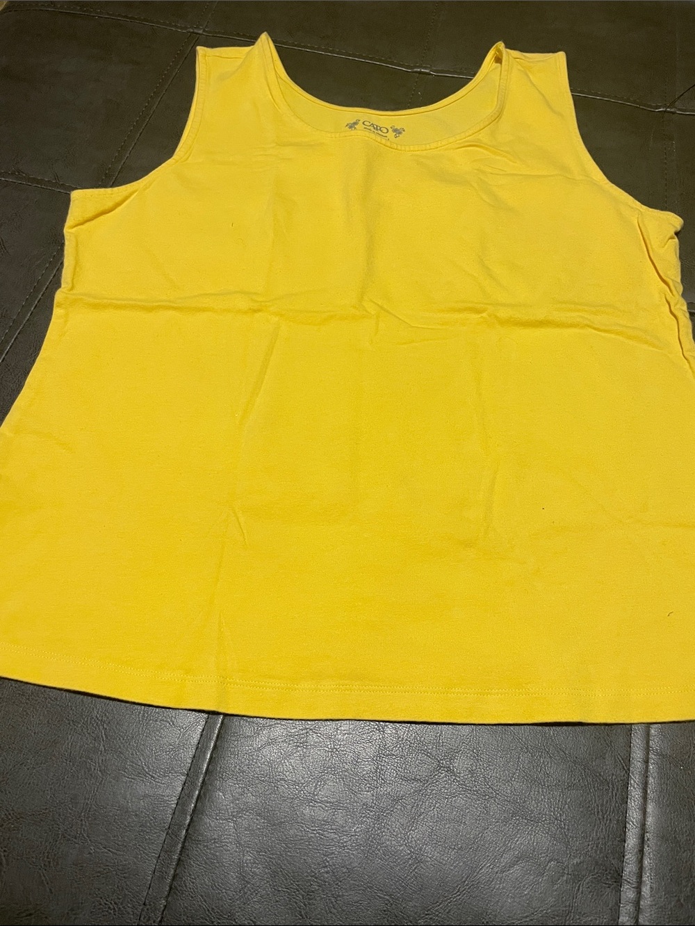 Cato Solid Yellow Scoop Neck Tank Top